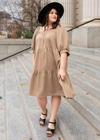 Loraine Taupe Waffle Dress