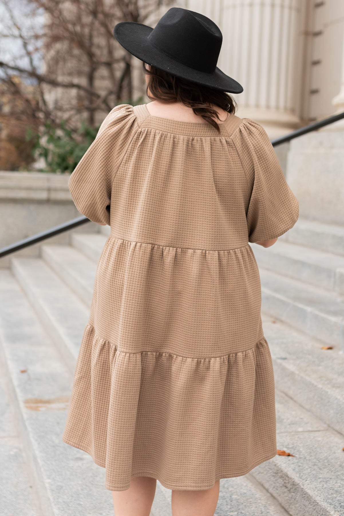 Loraine Taupe Waffle Dress