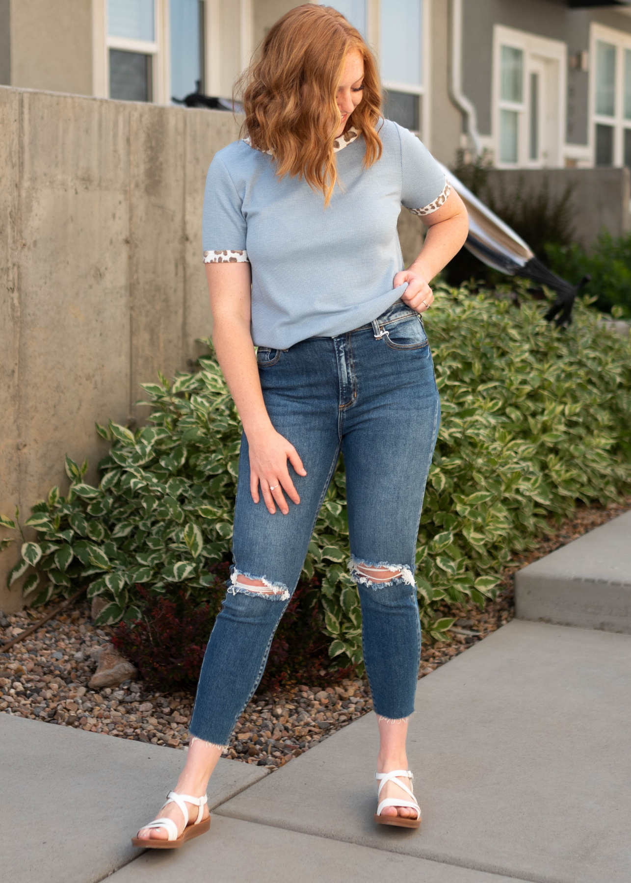 Denim blue top