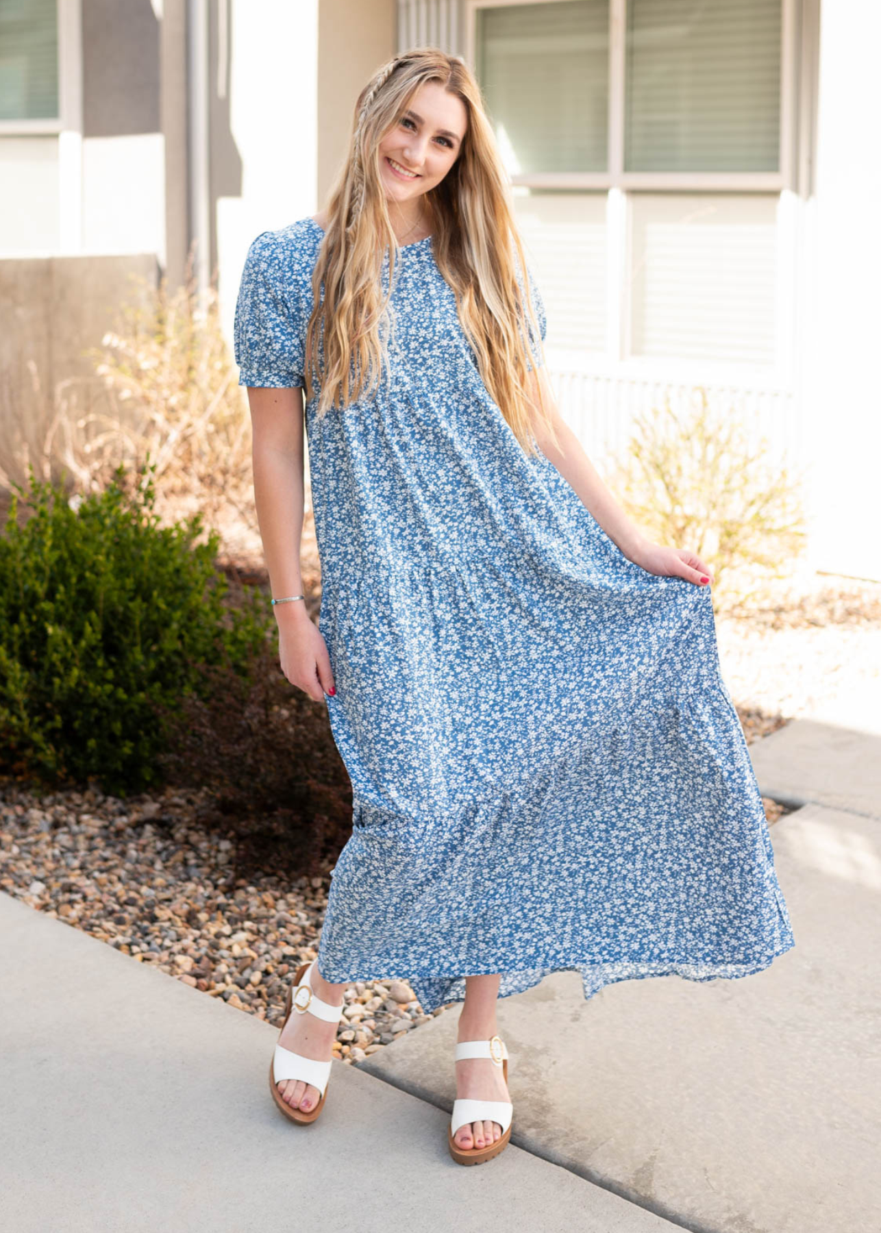 Navy floral dress