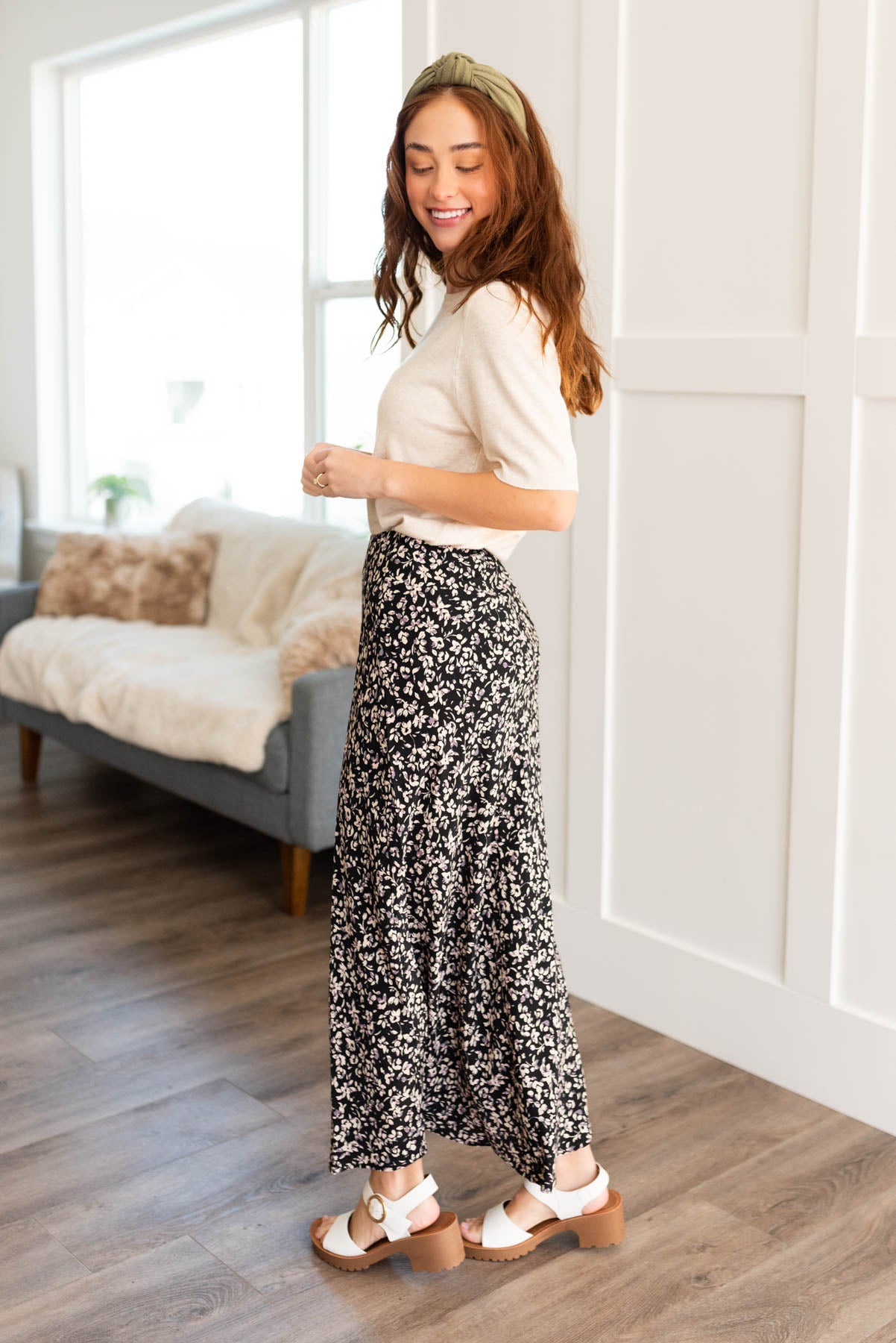 Small black floral skirt