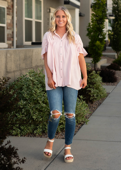 Short sleeve blush top