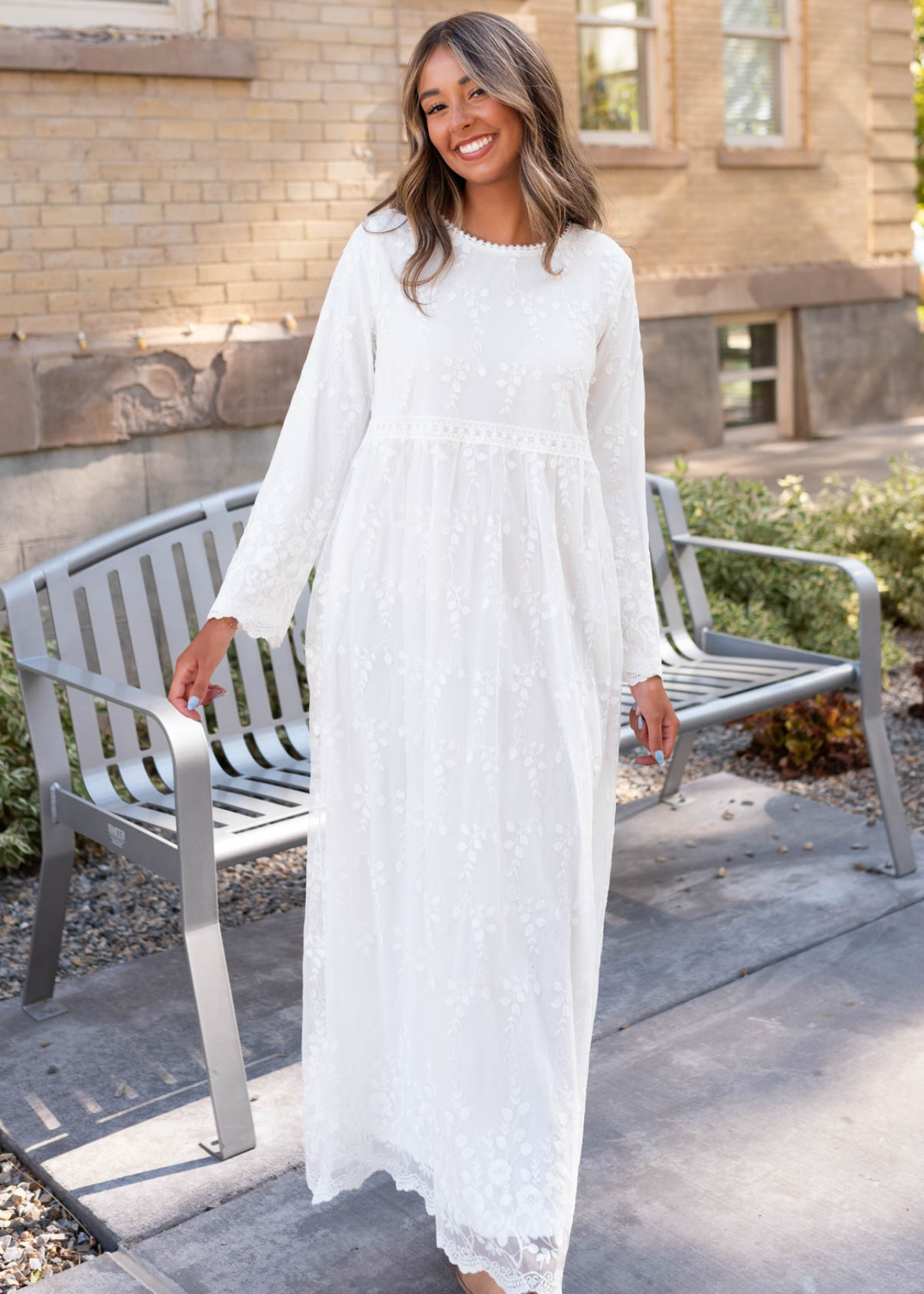 White floral lace dress