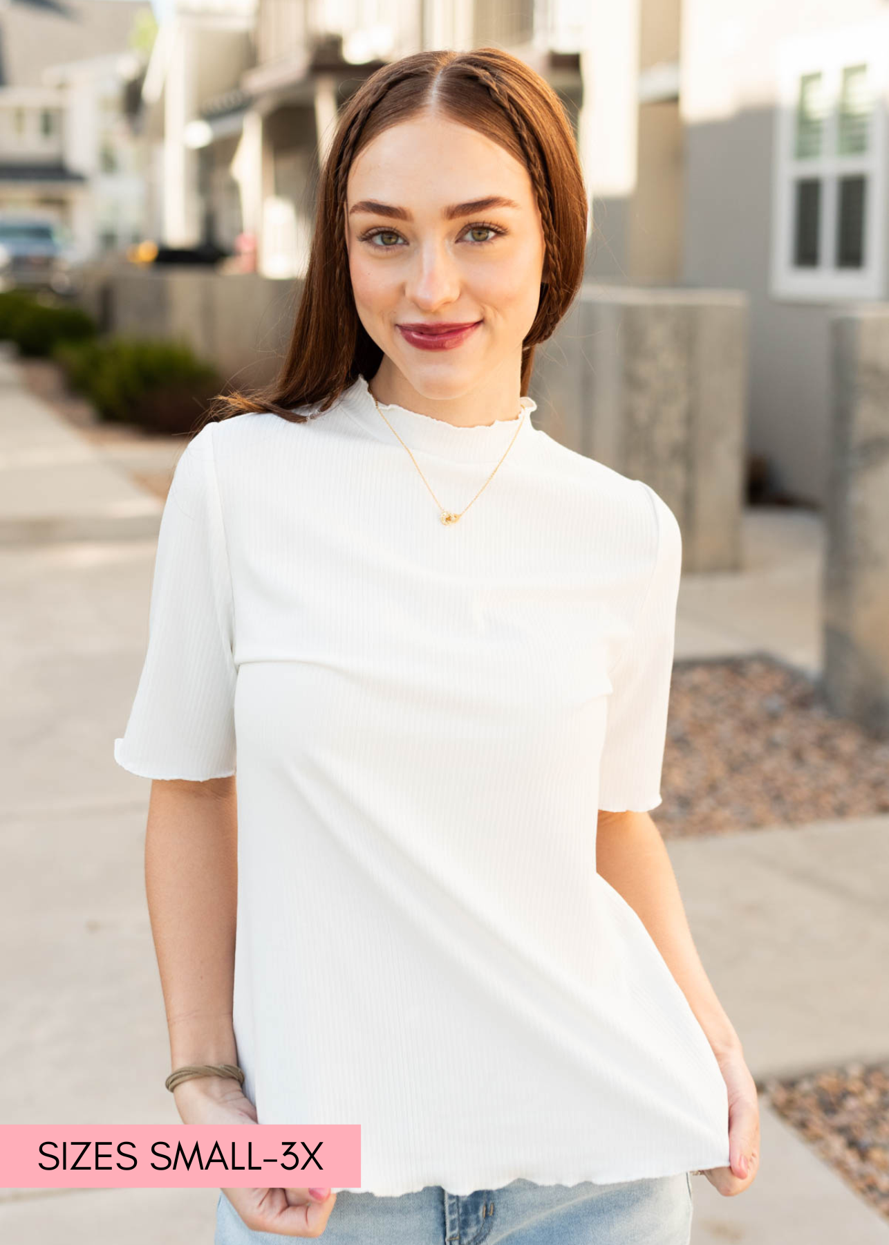 Ivory textured knit top