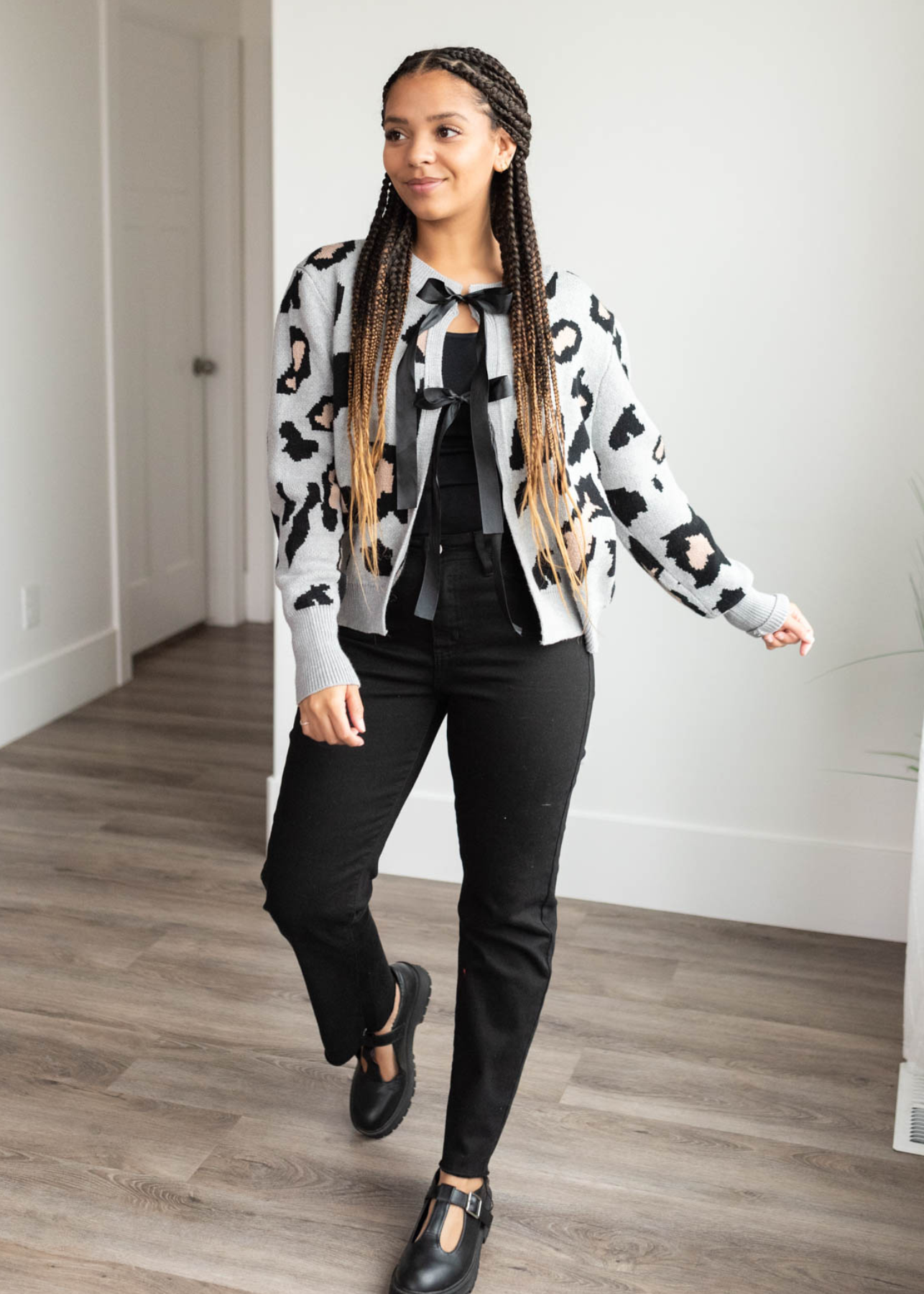 Marcie Grey Leopard Cardigan