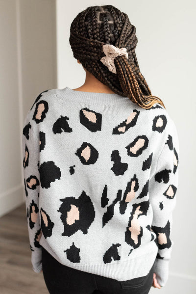 Marcie Grey Leopard Cardigan