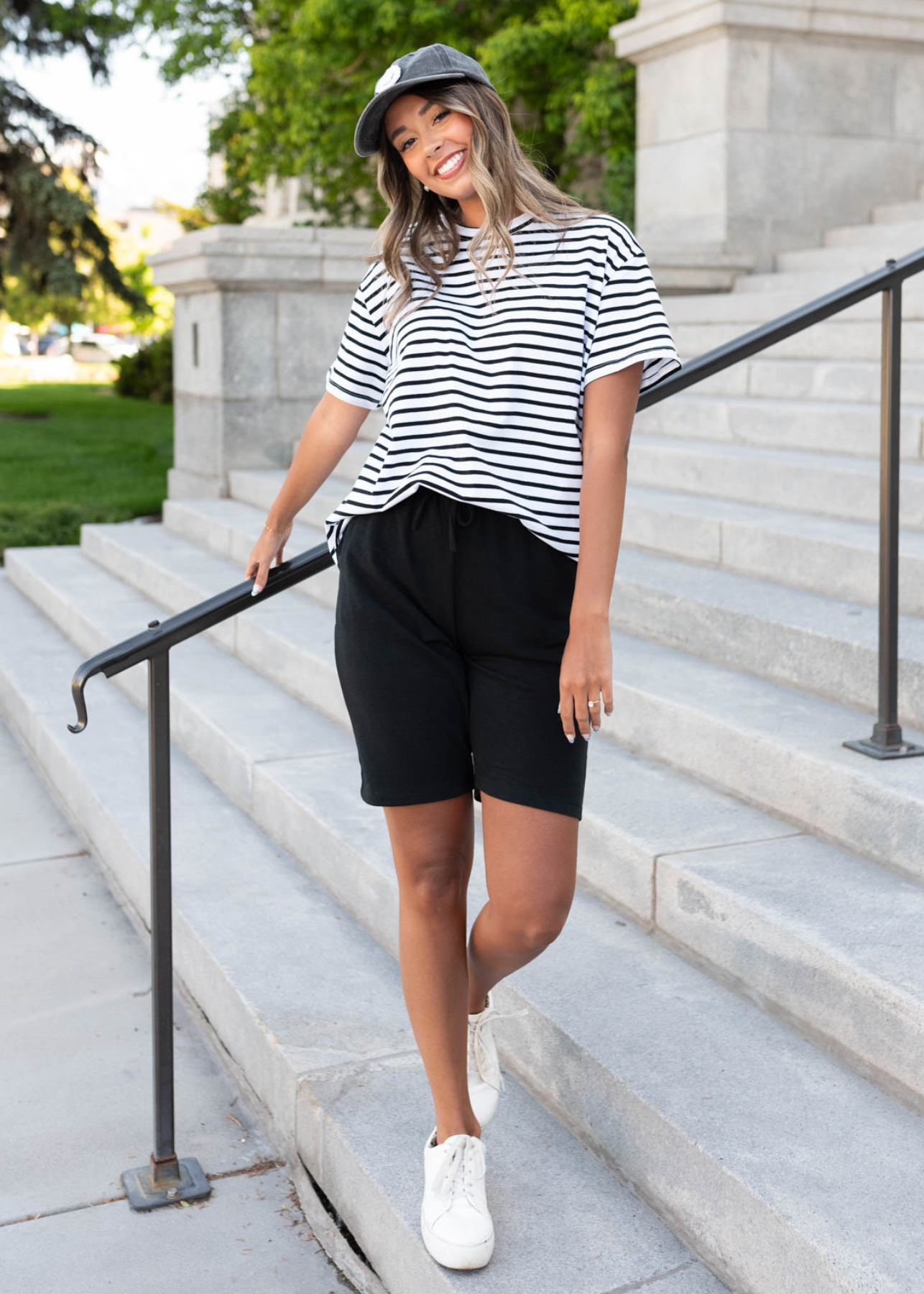 Front view of black shorts