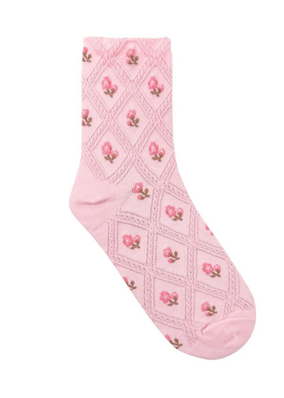 Pink Flower Socks