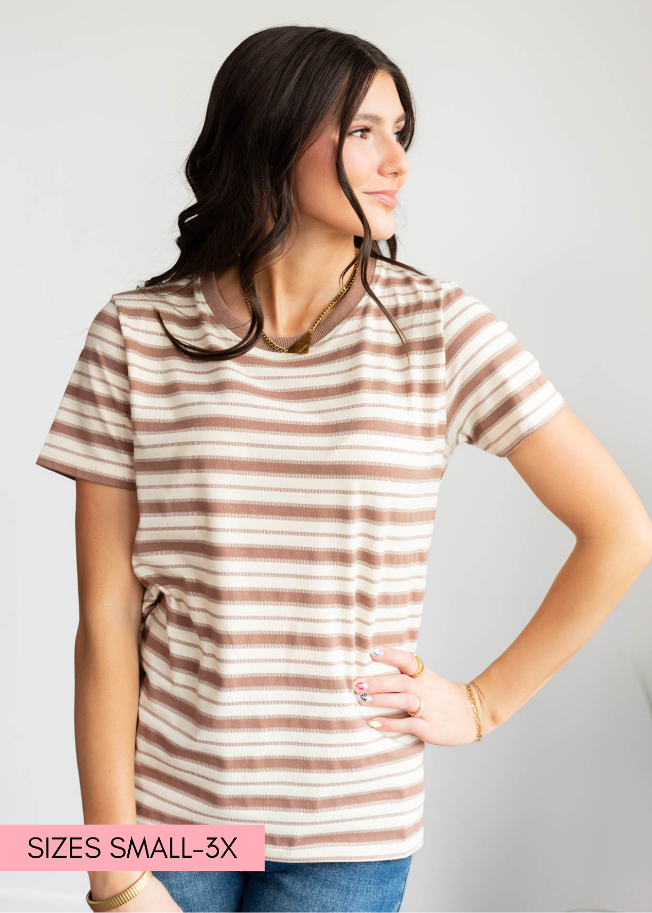 Taupe stripe top