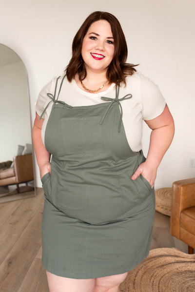 Olive jumper dress in plus size