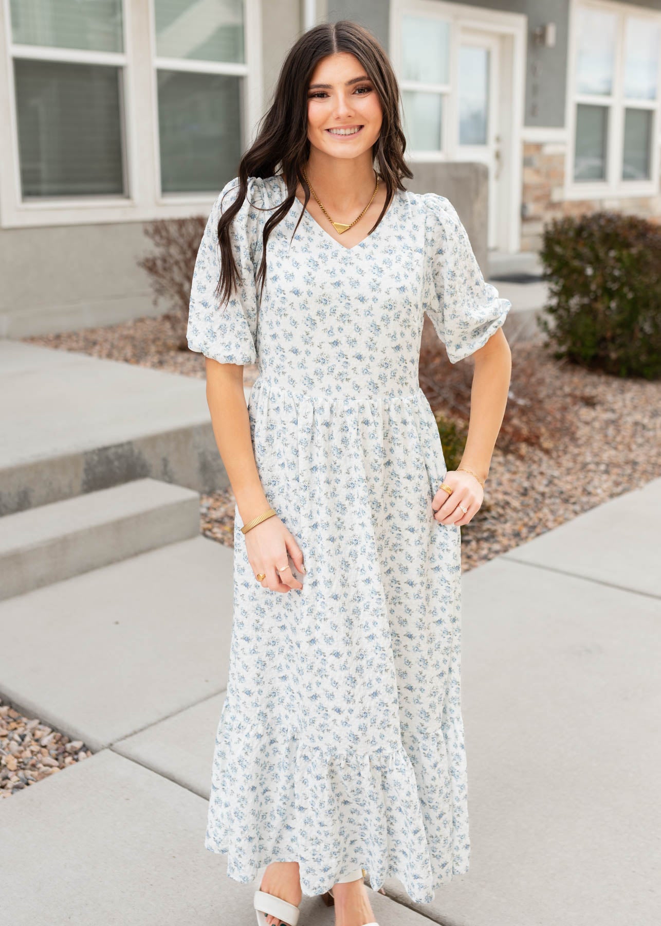 Blue floral dress