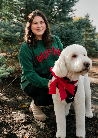 Plus size long sleeve merry green crewneck sweater