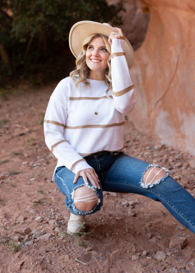 Long sleeve white sweater