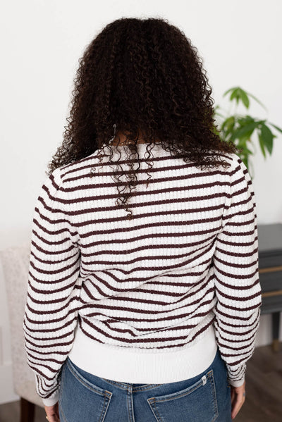 Brown stripe pullover sweater