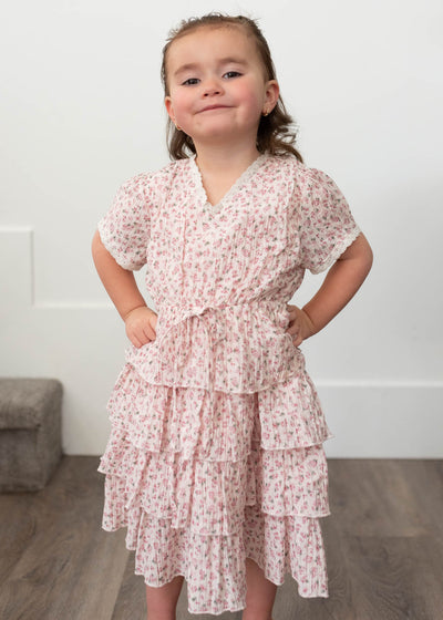 Blush rose tiered ruffle little girl dress