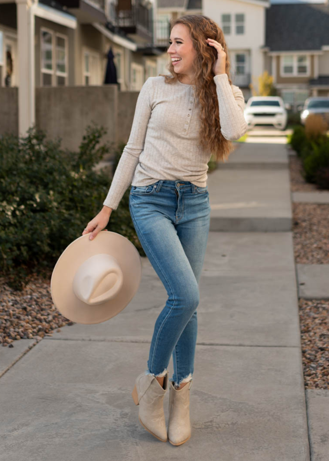 Mocha ribbed long sleeve top