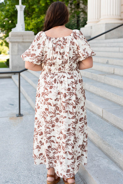 Plus size mocha floral tiered dress