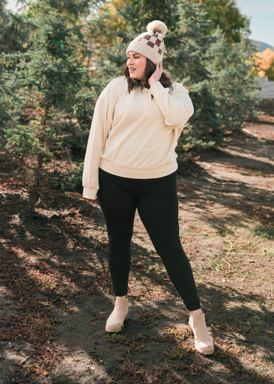 Plus size cream fleece sweatshirt