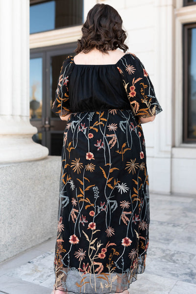 Nicola Black Embroidered Dress