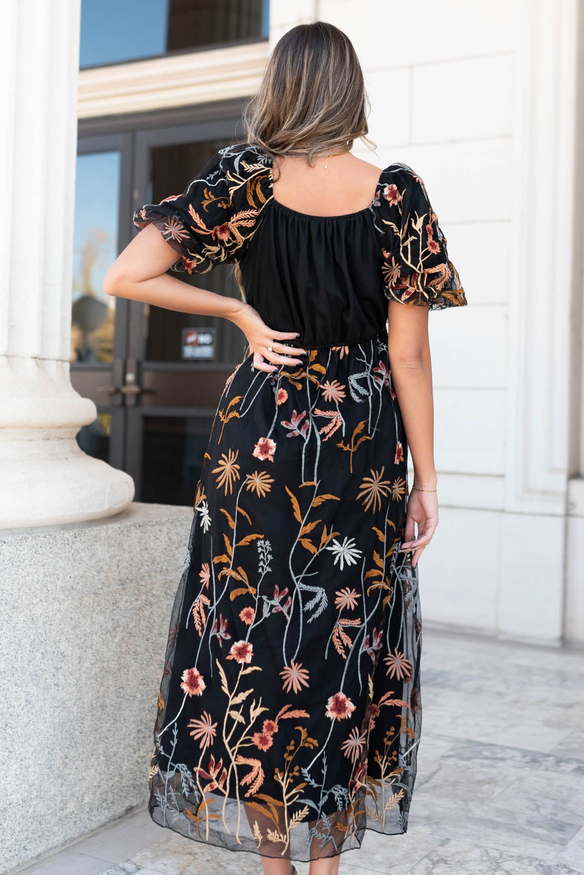 Nicola Black Embroidered Dress