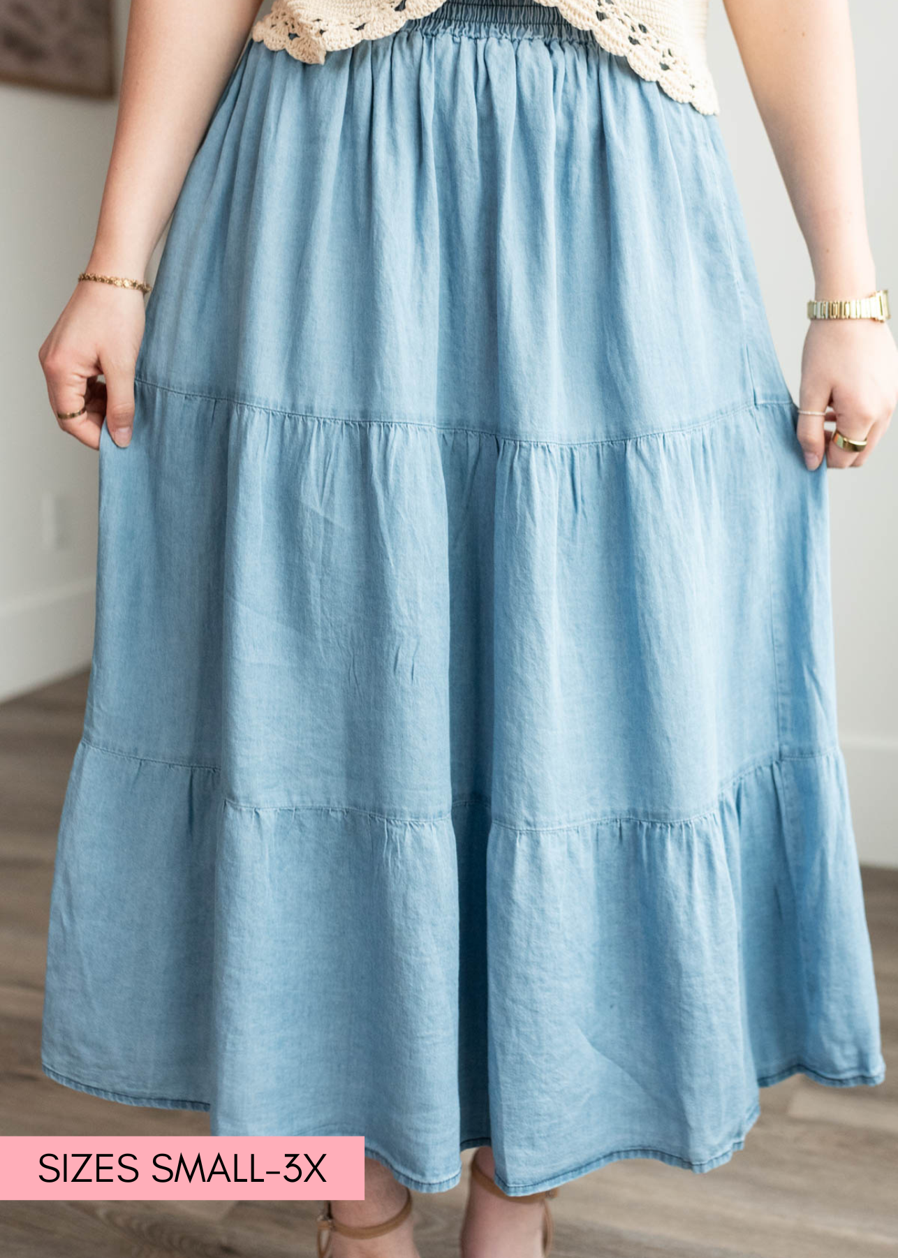 Nira Denim Tiered Skirt