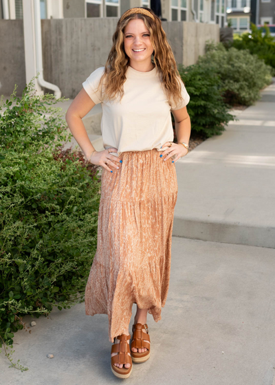 Tiered terracotta pattern skirt