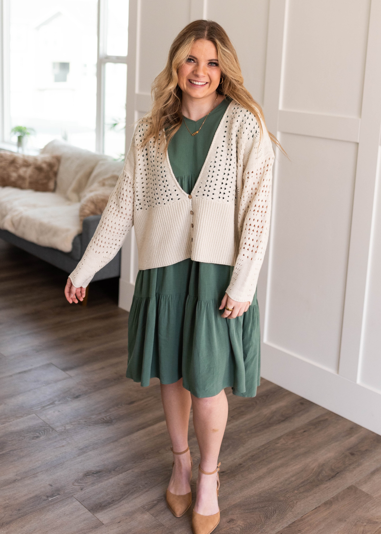 Button up ivory knitted cardigan