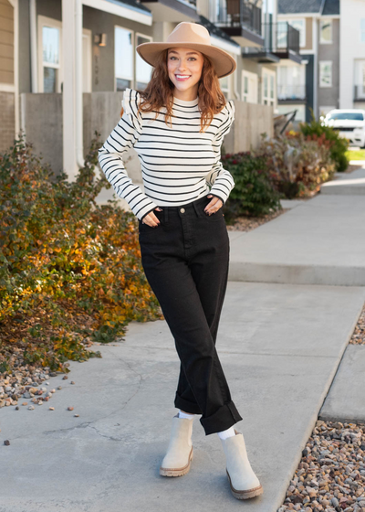 Cream stripe bodysuit