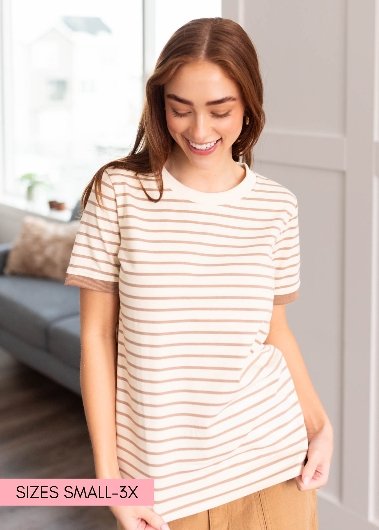 Taupe stripe top