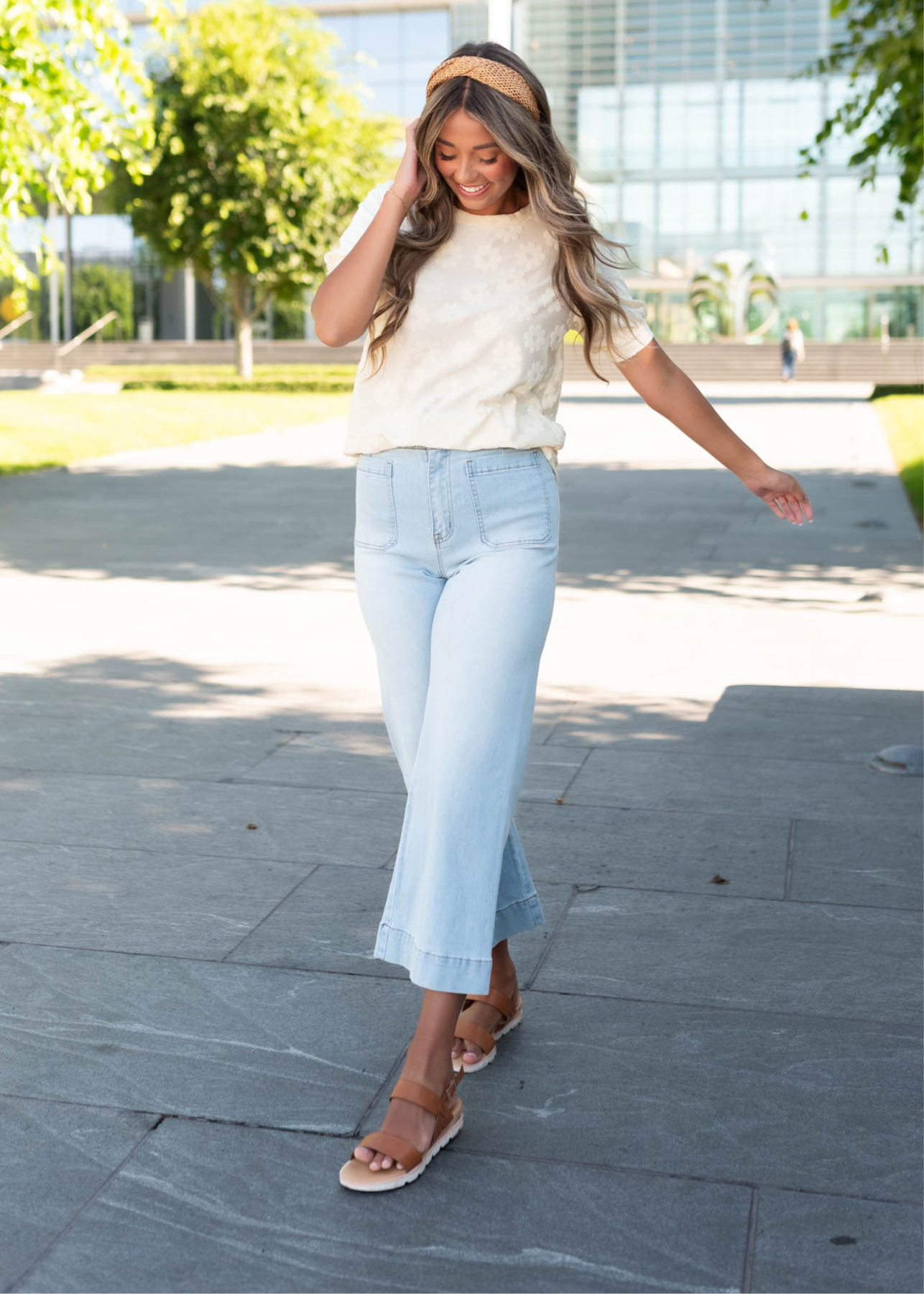 Small cream floral pattern top