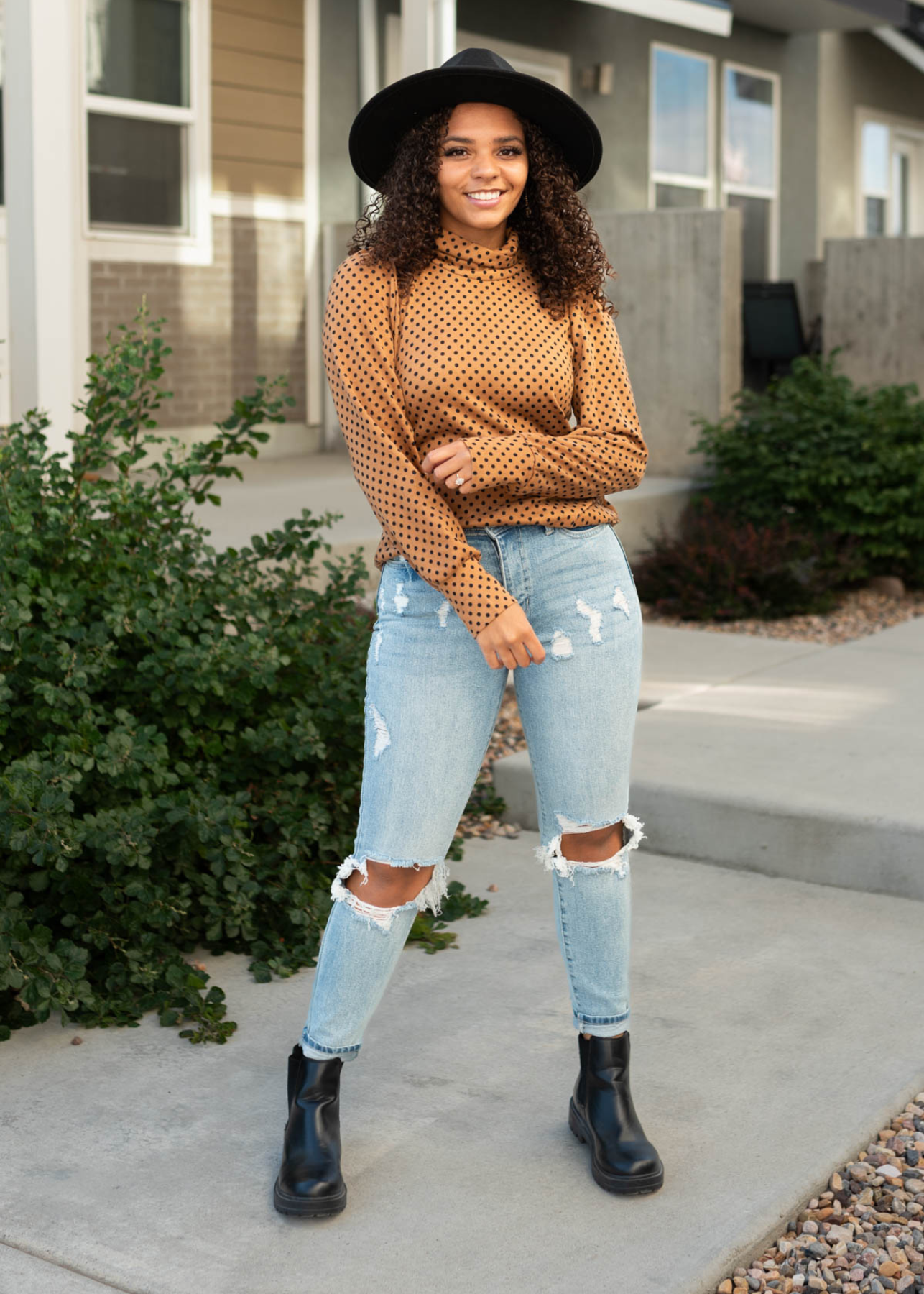 Front view of a brown turtleneck