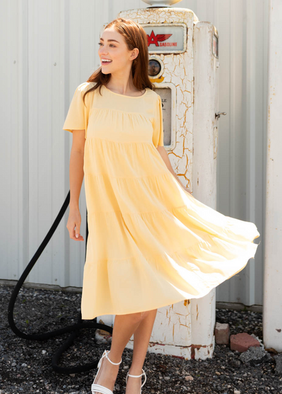 Light yellow tiered dress