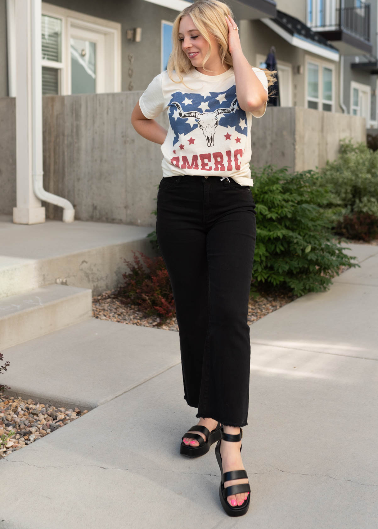 Randy Black Frayed Bootcut Pants