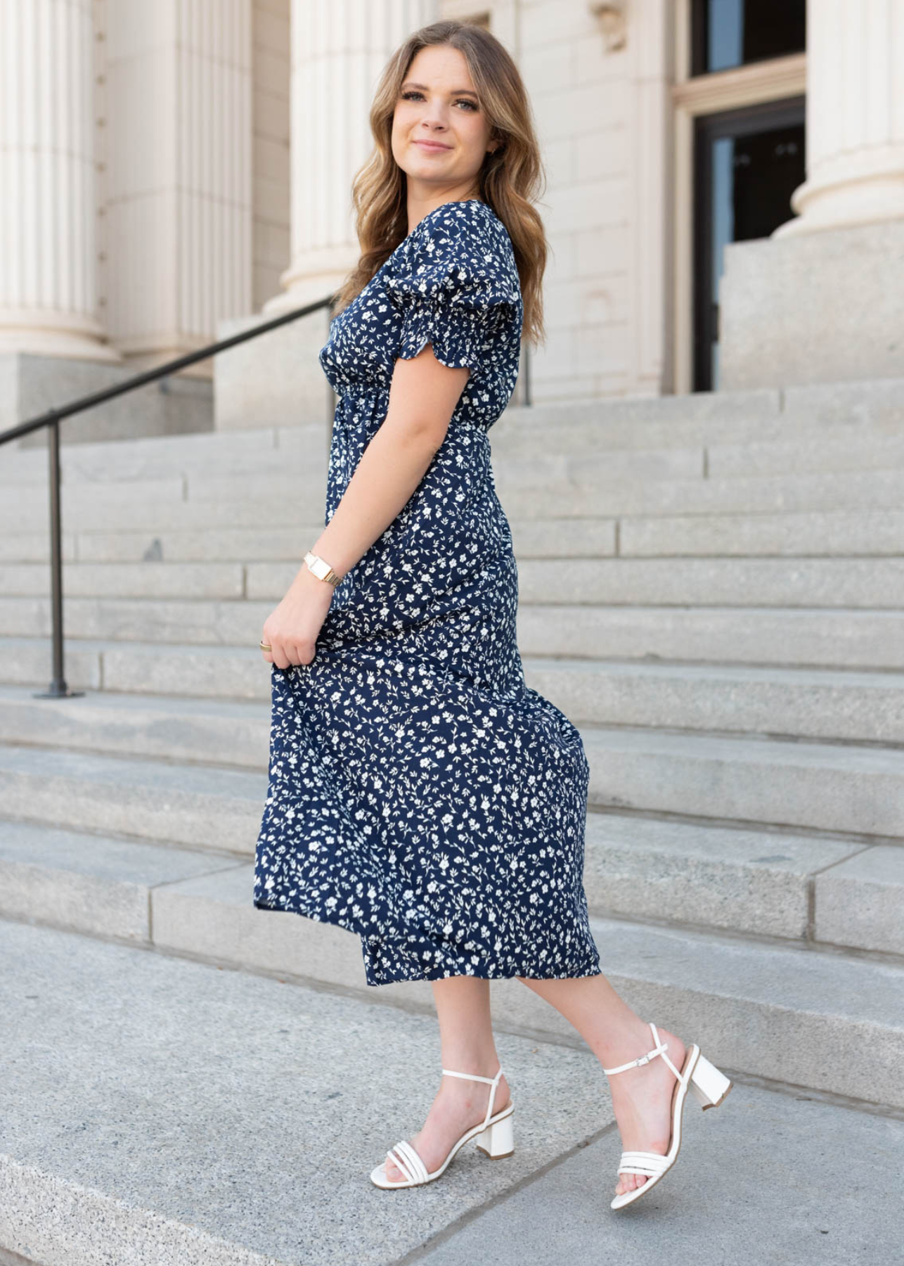 Navy floral dress