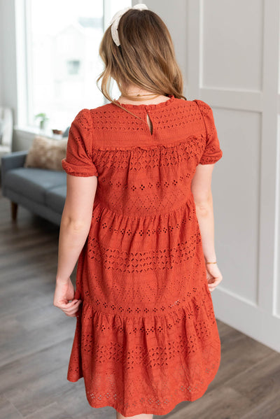 Back view of the ginger orange dress