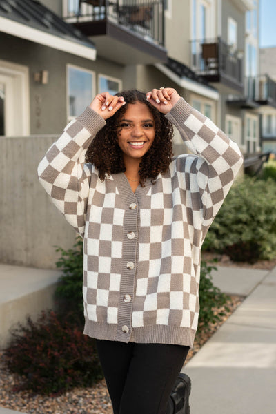 Long sleeve button up mocha cardigan