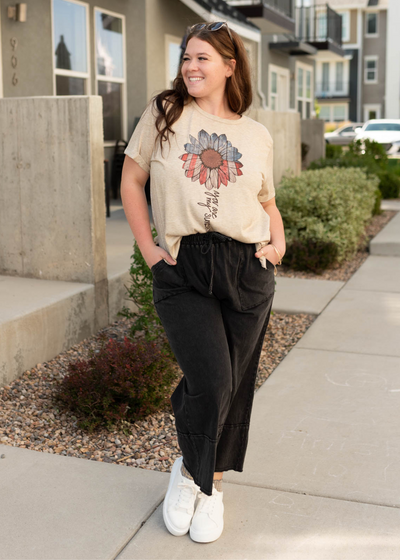 Plus size black mineral wash pants