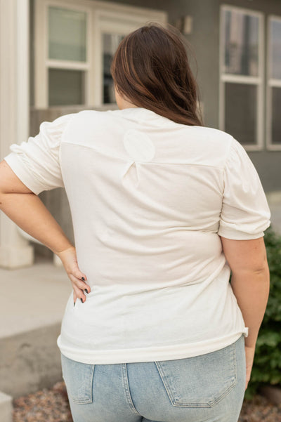 Plus size Rosa white top back view