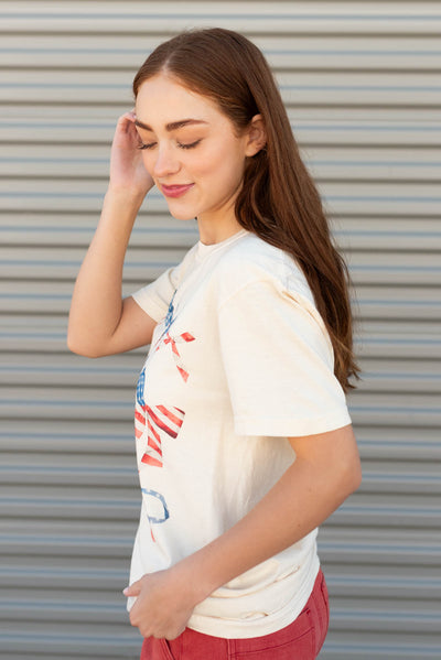 Side view of the american bow graphic tee