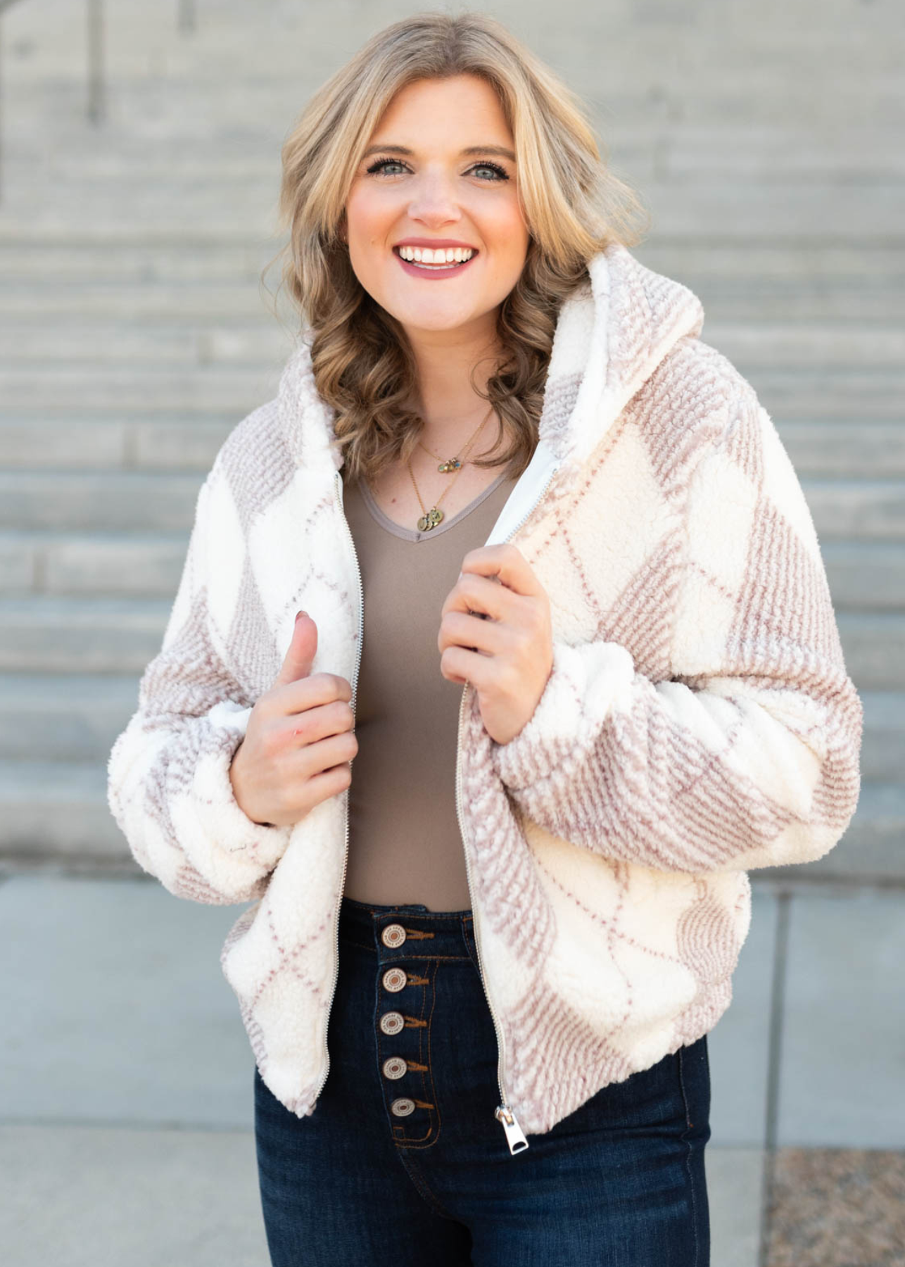 Sally Pink Plaid Sherpa