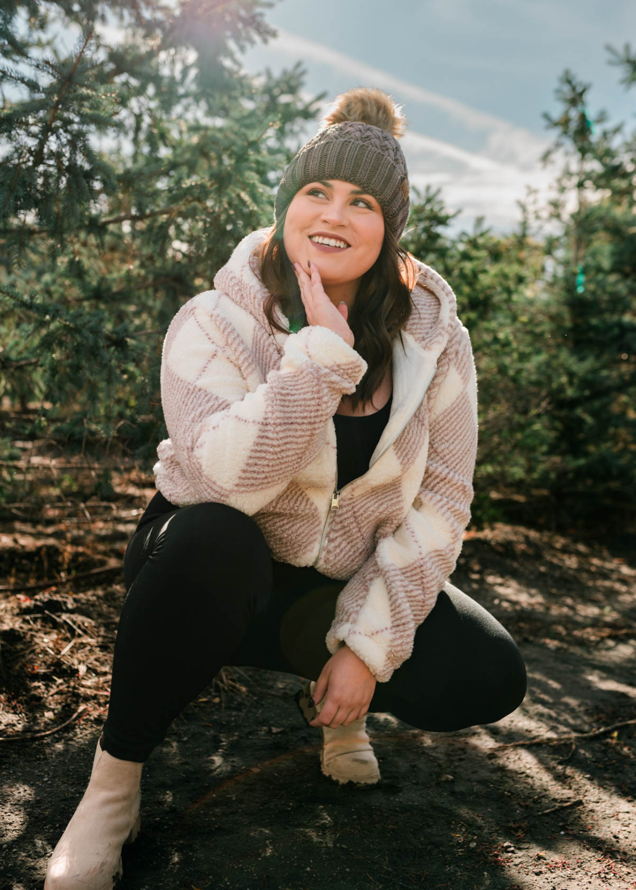 Plus size pink plaid Sherpa