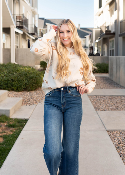 Oatmeal floral sweater