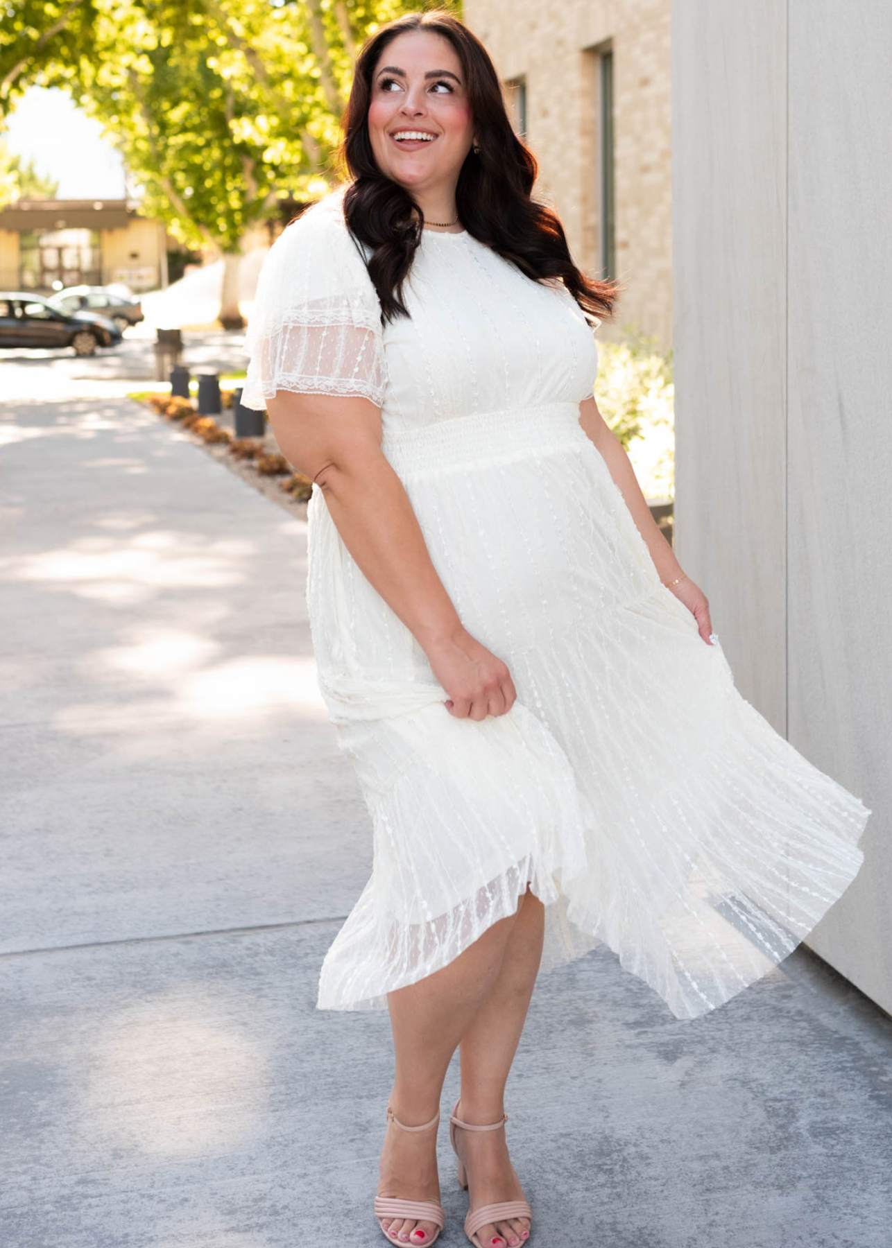 plus size cream lace dress