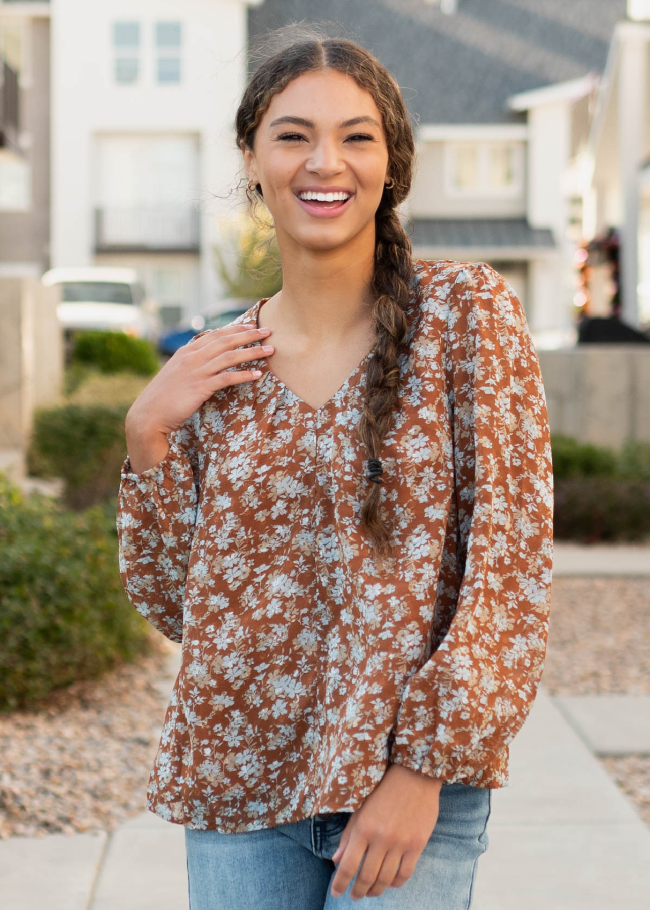 Saria Blue Floral Blouse