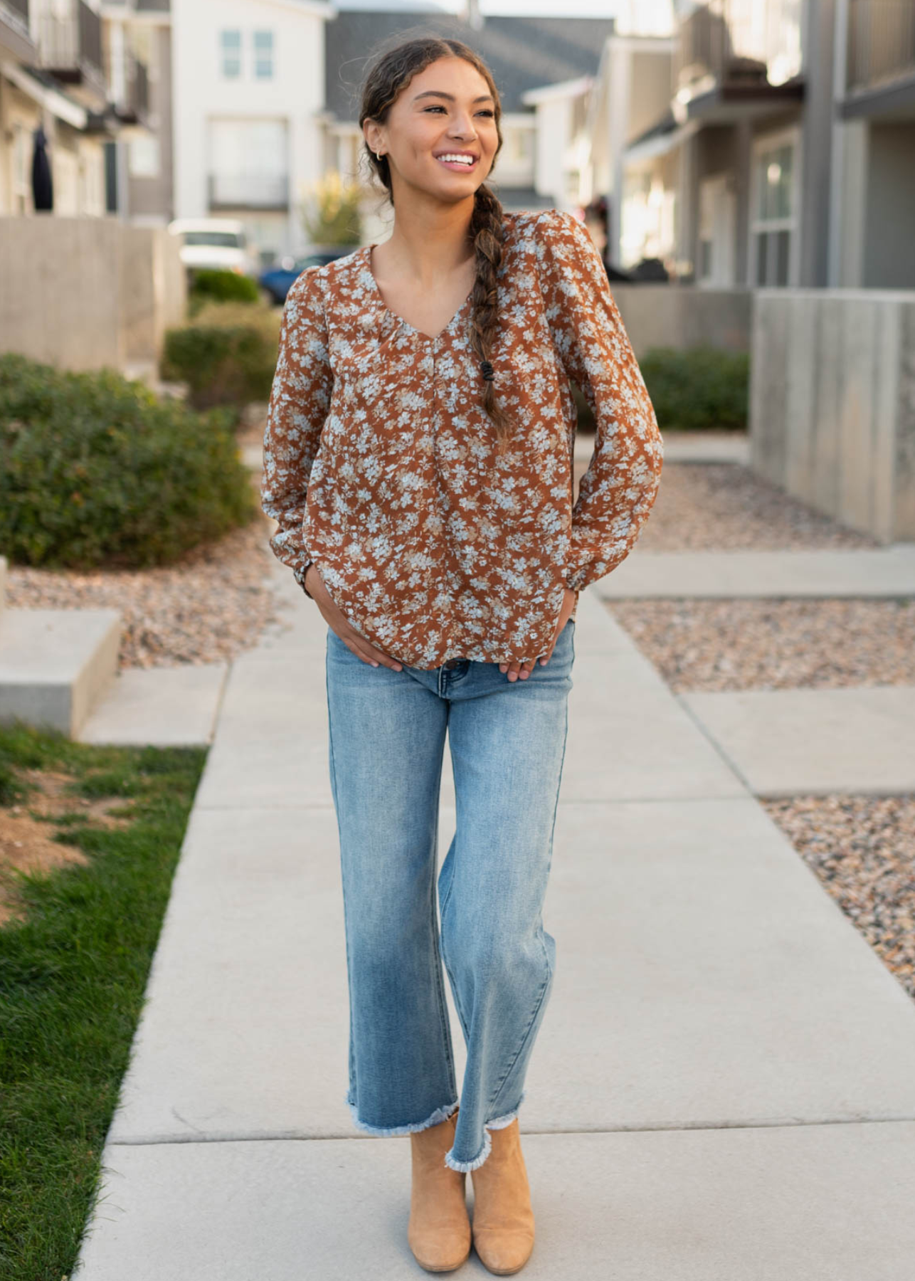 Saria Blue Floral Blouse