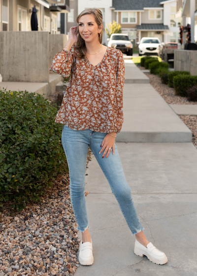 Blue floral blouse