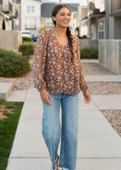 Saria Blue Floral Blouse