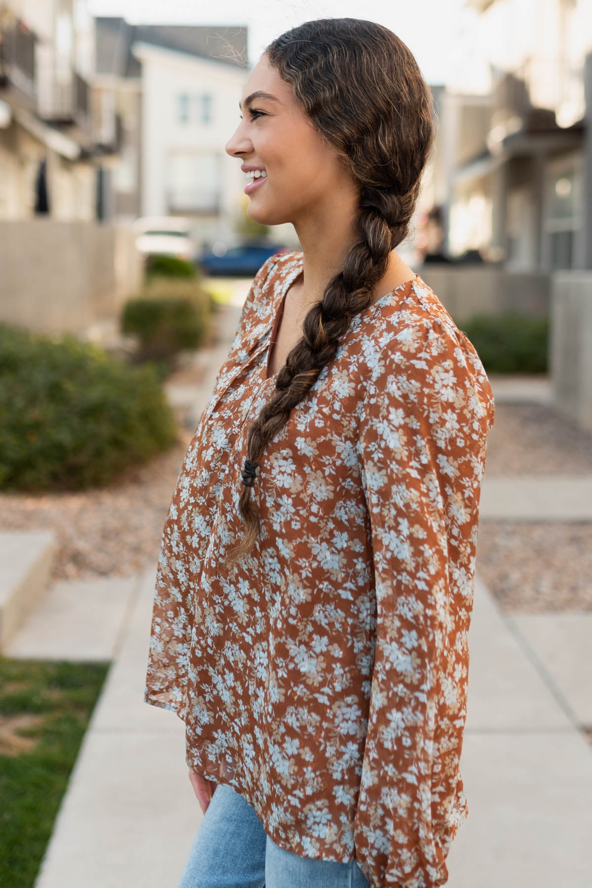 Saria Blue Floral Blouse