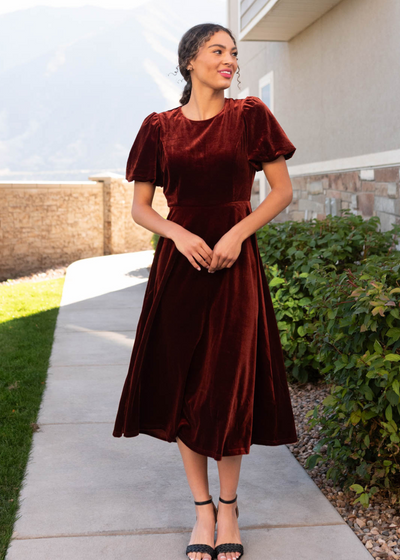 Copper velvet dress