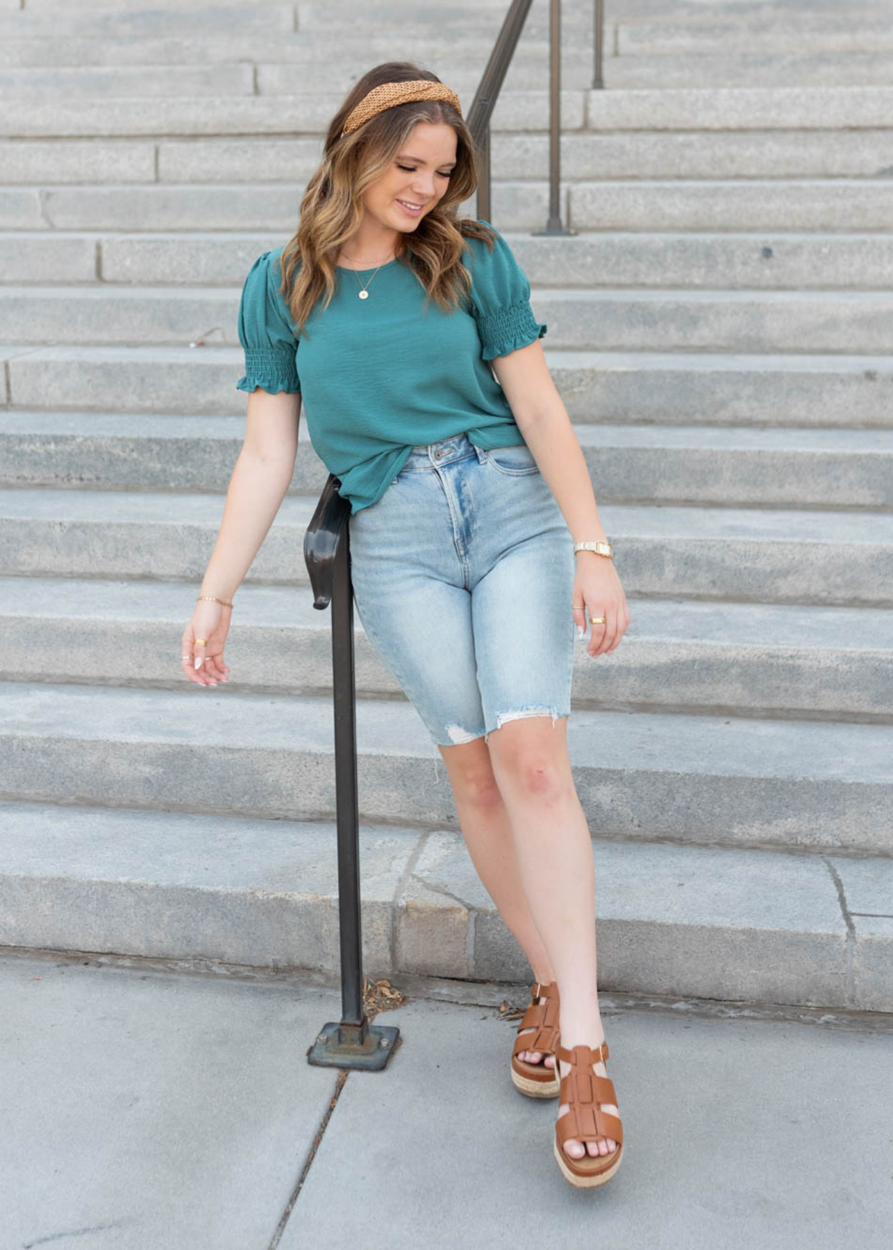 Short sleeve jade green top